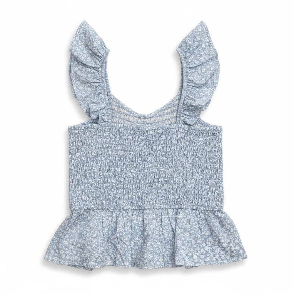 Art Class Little Girls Blue Ruffle Smocked Tank Top Peplum Hem Large (10-12) - Picture 2 of 8